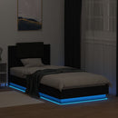 vidaXL fekete ágykeret fejtámlával és LED-világítással 100 x 200 cm
