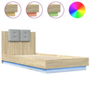 vidaXL sonoma tölgy színű ágykeret fejtámlával és LED-ekkel 100x200 cm