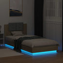 vidaXL sonoma tölgy színű ágykeret fejtámlával és LED-ekkel 100x200 cm