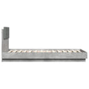 vidaXL betonszürke ágykeret fejtámlával és LED-világítással 100x200 cm