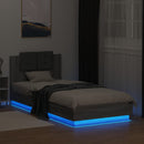 vidaXL szürke sonoma ágykeret fejtámlával és LED-ekkel 100 x 200 cm
