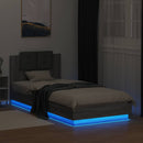 vidaXL szürke sonoma ágykeret fejtámlával és LED-ekkel 100 x 200 cm