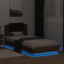 vidaXL barna tölgy színű ágykeret fejtámlával és LED-ekkel 100x200 cm