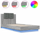 vidaXL szürke sonoma színű ágykeret fejtámlával és LED-ekkel 90x200 cm