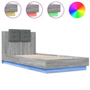 vidaXL szürke sonoma színű ágykeret fejtámlával és LED-ekkel 90x200 cm