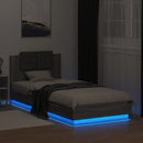 vidaXL szürke sonoma színű ágykeret fejtámlával és LED-ekkel 90x200 cm