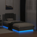 vidaXL szürke sonoma színű ágykeret fejtámlával és LED-ekkel 90x200 cm