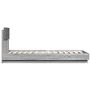vidaXL szürke sonoma színű ágykeret fejtámlával és LED-ekkel 90x200 cm