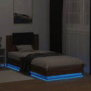 vidaXL barna tölgy színű ágykeret fejtámlával és LED-ekkel 90 x 200 cm