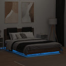 vidaXL barna tölgy színű ágykeret fejtámlával és LED-ekkel 135x190 cm