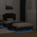 vidaXL füstös tölgy színű ágykeret fejtámlával és LED-ekkel 90x190 cm