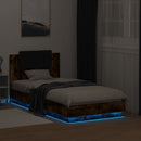 vidaXL füstös tölgy színű ágykeret fejtámlával és LED-ekkel 90x190 cm