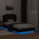 vidaXL fekete ágykeret fejtámlával és LED-világítással 75 x 190 cm