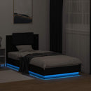 vidaXL fekete ágykeret fejtámlával és LED-világítással 75 x 190 cm