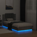 vidaXL betonszürke ágykeret fejtámlával és LED-világítással 75x190 cm