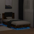 vidaXL füstös tölgy színű ágykeret fejtámlával és LED-ekkel 75x190 cm