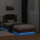 vidaXL barna tölgy színű ágykeret fejtámlával és LED-ekkel 75 x 190 cm