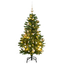 vidaXL csuklópántos műkarácsonyfa 150 LED-del és gömbökkel 150 cm