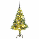 vidaXL műkarácsonyfa 150 LED-del, gömbszettel és hópehellyel 120 cm
