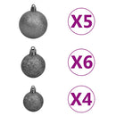 vidaXL műkarácsonyfa 150 LED-del, gömbszettel és hópehellyel 120 cm
