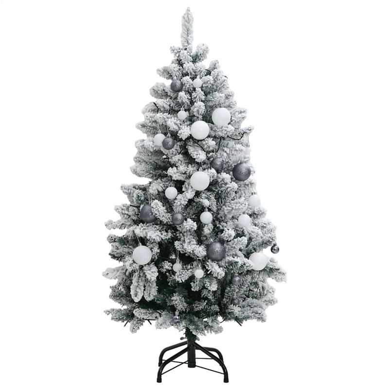 vidaXL csuklópántos műkarácsonyfa 150 LED-del és gömbökkel 120 cm