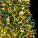 vidaXL műkarácsonyfa 130 LED-del, gömbszettel és hópehellyel 210 cm