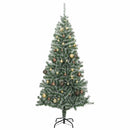 vidaXL műkarácsonyfa 130 LED-del, gömbszettel és hópehellyel 210 cm