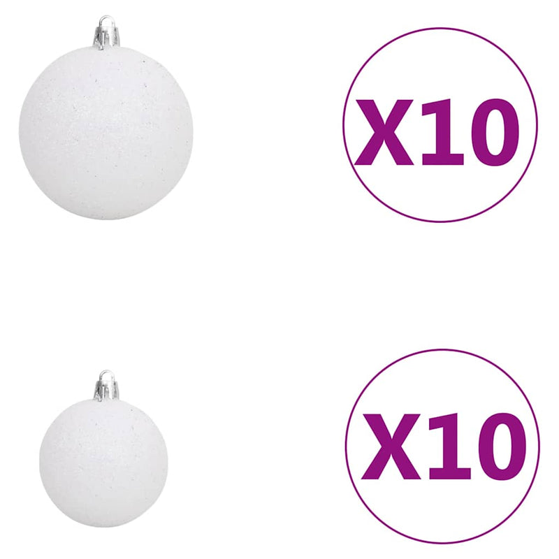 vidaXL műkarácsonyfa 130 LED-del, gömbszettel és hópehellyel 210 cm