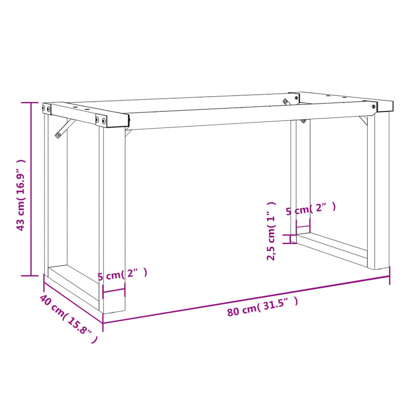 vidaXL acél dohányzóasztallábak O-alakú vázzal 80 x 40 x 43 cm