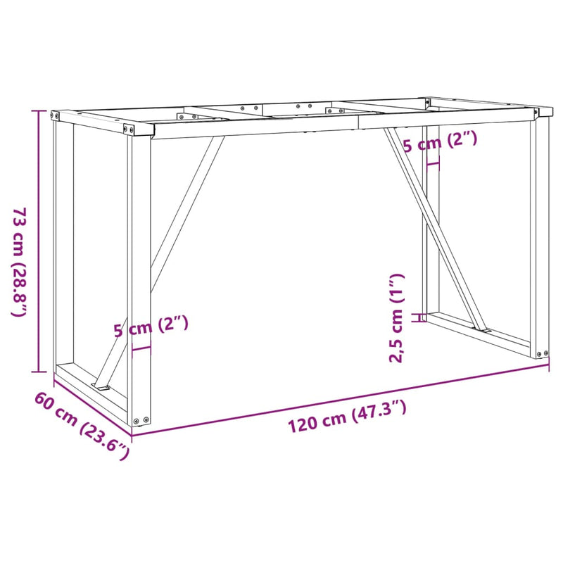 vidaXL acél étkezőasztallábak O-alakú vázzal 120 x 60 x 73 cm