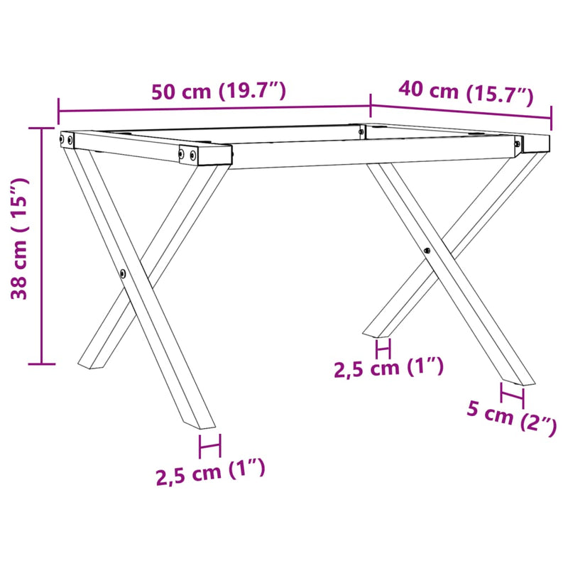 vidaXL acél dohányzóasztallábak X-alakú vázzal 50 x 40 x 38 cm