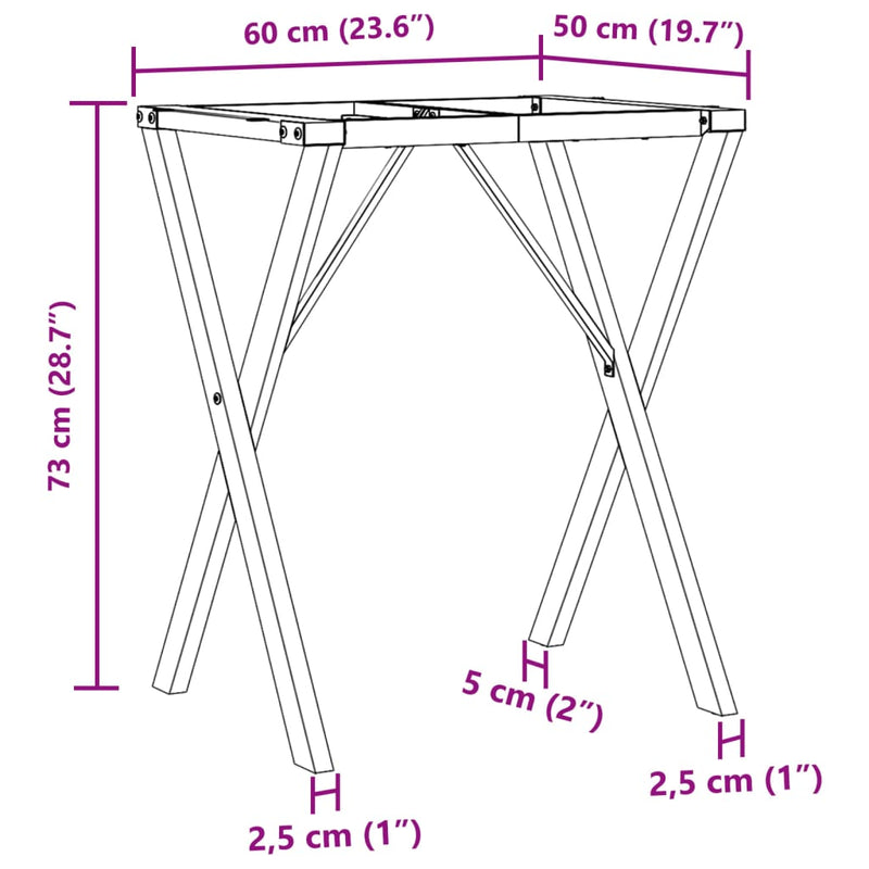 vidaXL öntöttvas étkezőasztallábak X-alakú vázzal 60 x 50 x 73 cm