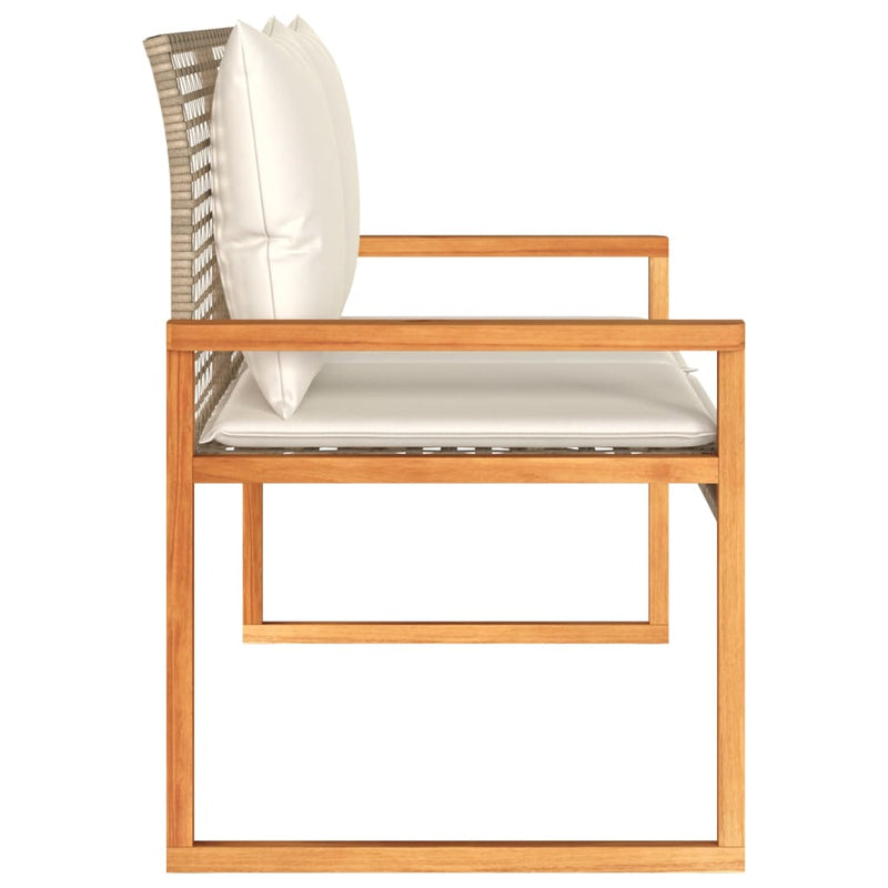 vidaXL vegyes bézs polyrattan és akácfa kerti pad párnával