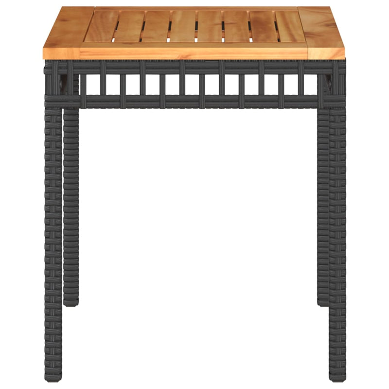 vidaXL fekete polyrattan és akácfa kerti asztal 38 x 38 x 42 cm