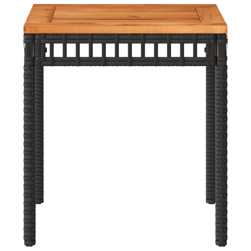 vidaXL fekete polyrattan és akácfa kerti asztal 38 x 38 x 42 cm