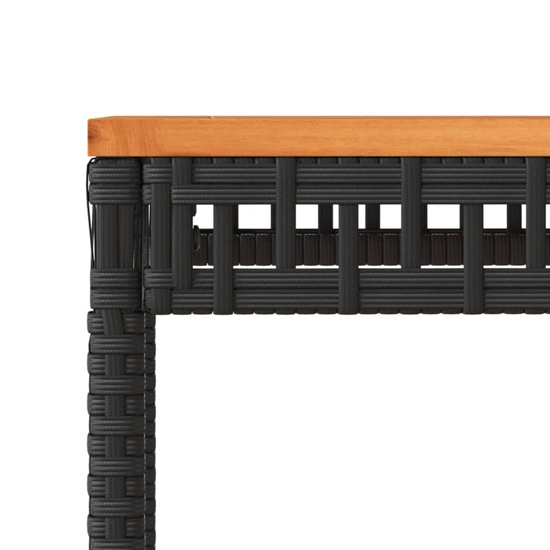 vidaXL fekete polyrattan és akácfa kerti asztal 38 x 38 x 42 cm