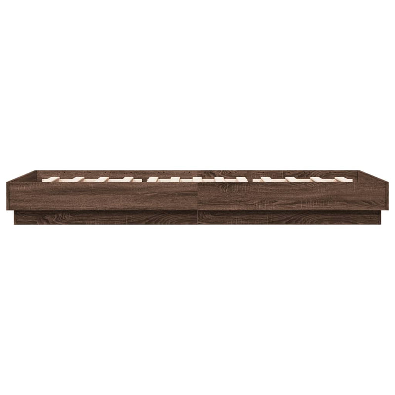 vidaXL barna tölgy színű ágykeret LED-világítással 90 x 200 cm