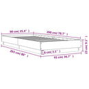 vidaXL betonszürke szerelt fa ágykeret 90 x 200 cm