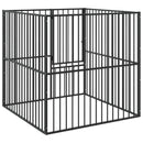 vidaXL 4 paneles fekete porszórt acél kutyajáróka