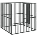 vidaXL 4 paneles fekete porszórt acél kutyajáróka