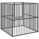 vidaXL 4 paneles fekete porszórt acél kutyajáróka