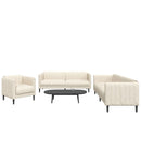 vidaXL 3 részes krémszínű szövet ülőgarnitúra