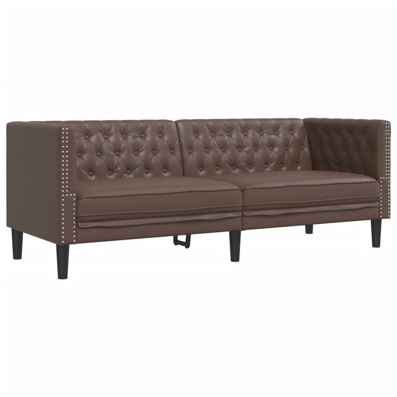 vidaXL 3 részes barna műbőr Chesterfield kanapégarnitúra