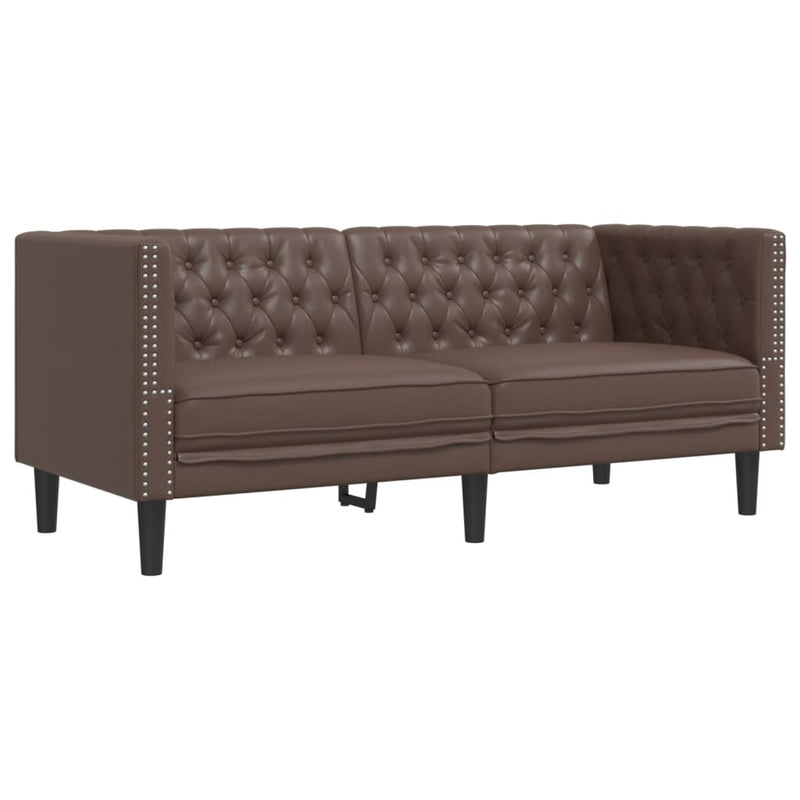 vidaXL 3 részes barna műbőr Chesterfield kanapégarnitúra