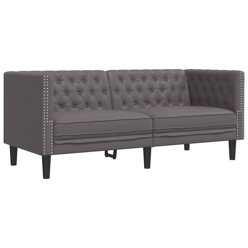 vidaXL 3 részes szürke műbőr Chesterfield kanapégarnitúra