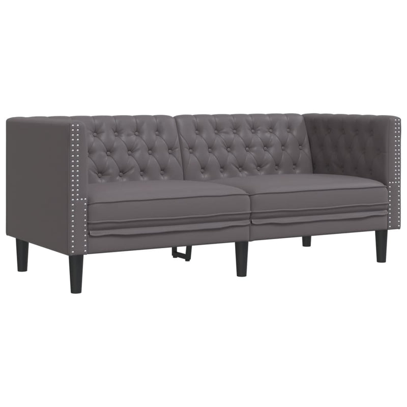 vidaXL 3 részes szürke műbőr Chesterfield kanapégarnitúra