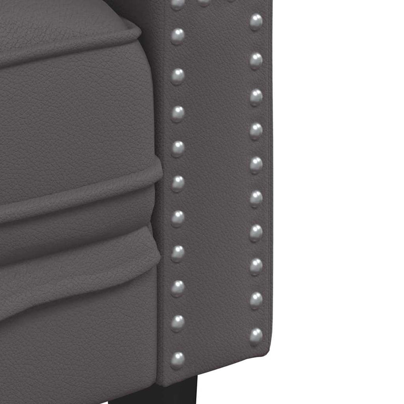 vidaXL 3 részes szürke műbőr Chesterfield kanapégarnitúra