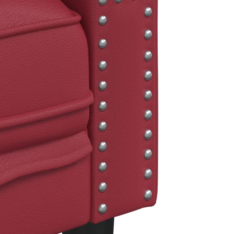 vidaXL 3 részes bordó műbőr Chesterfield kanapégarnitúra