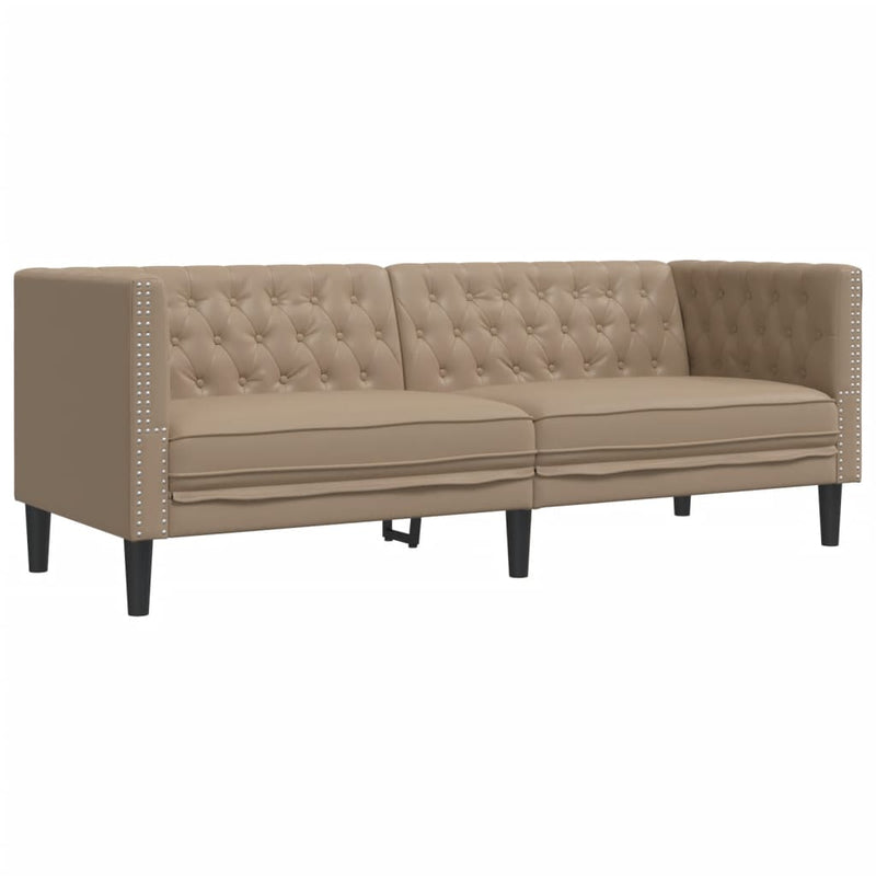 vidaXL 3 részes kávészínű műbőr Chesterfield kanapégarnitúra