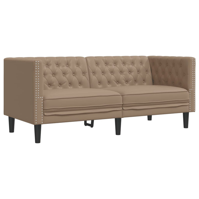 vidaXL 3 részes kávészínű műbőr Chesterfield kanapégarnitúra